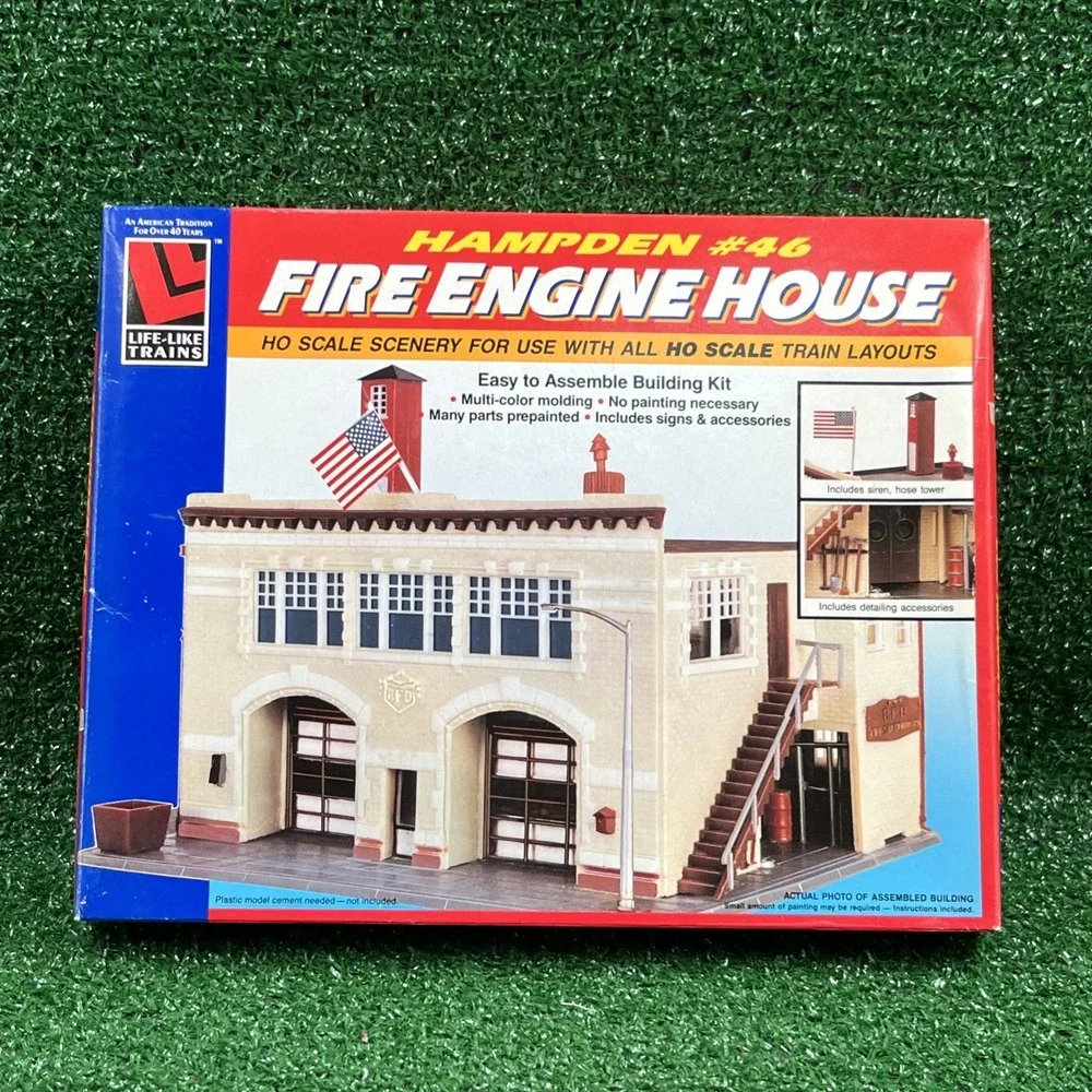 Hampden #46 Fire Engine‎ House HO Scale Model Kit Life Like Trains New Sealed